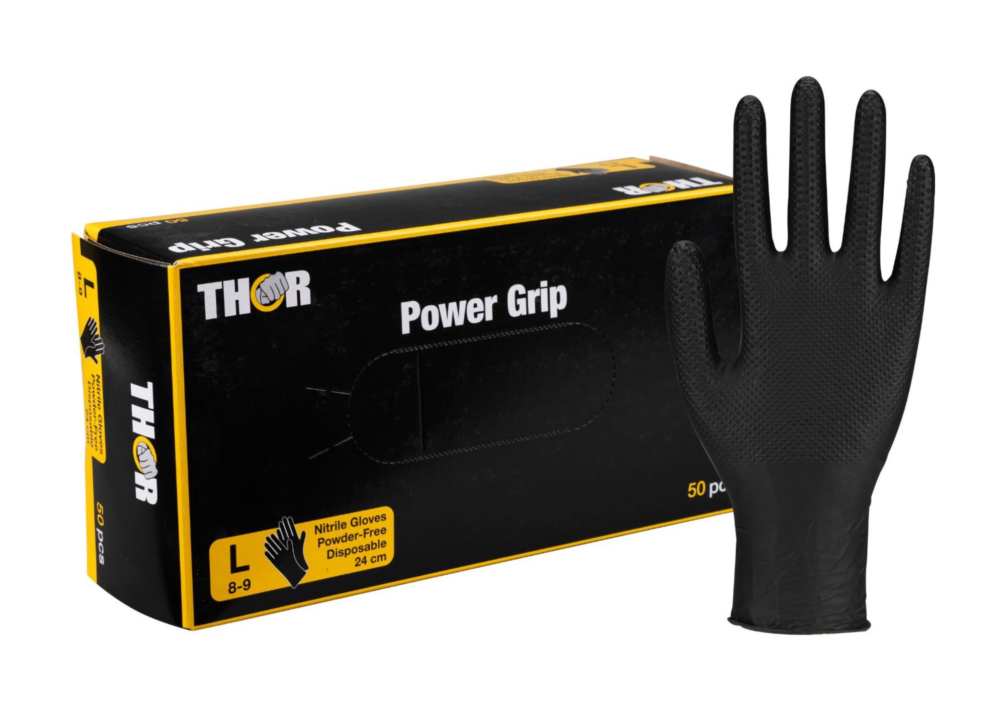 THOR Power Grip Nitriilikäsine puuteriton, L